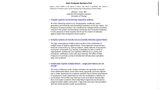 How Complex Systems Fail