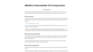 eMudhra Intermediate CA Compromise