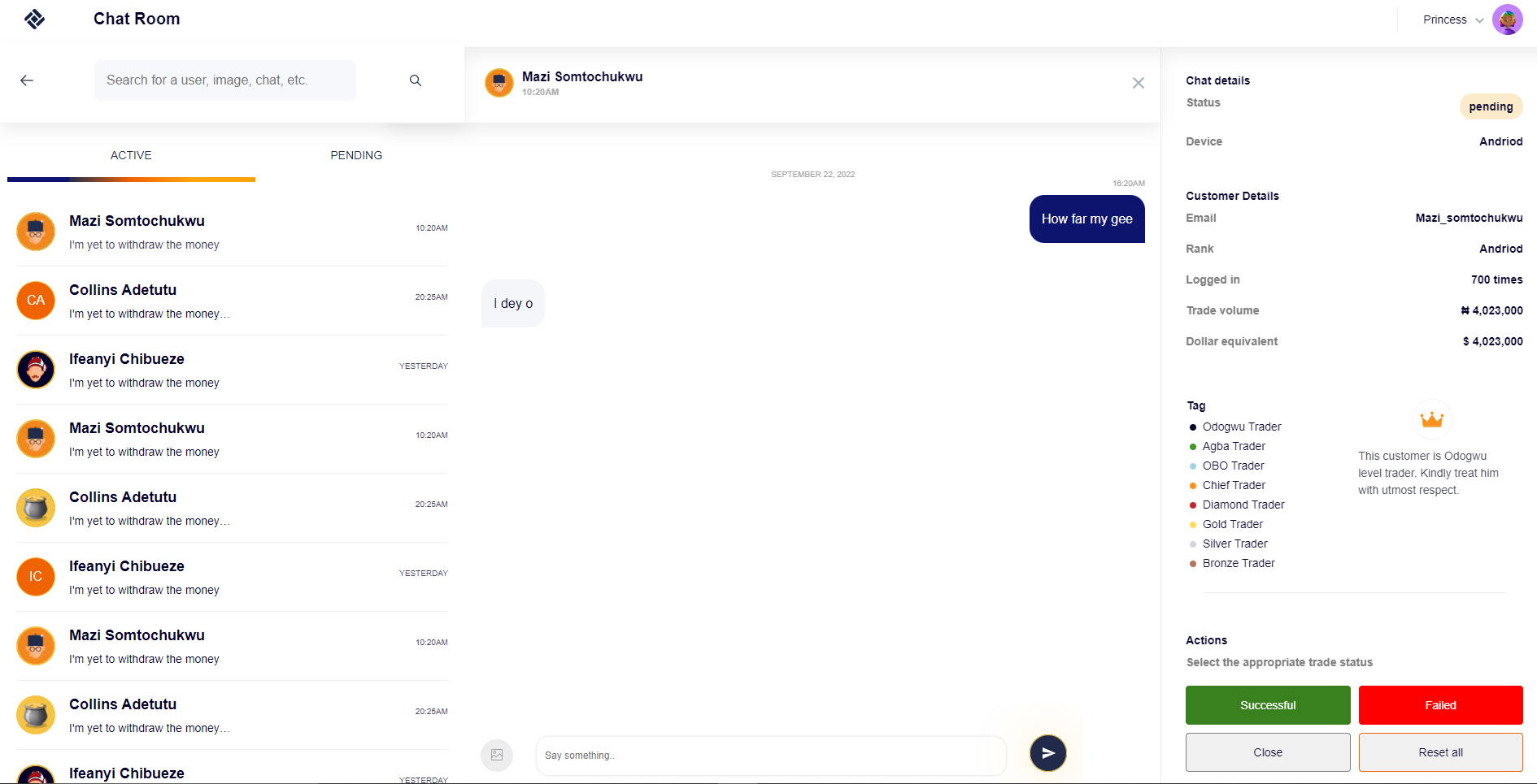 Pandar Chat App Interface