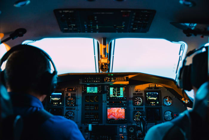 A airplane's cockpit