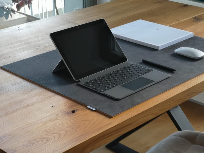 a portable monitor connected to a keyboard