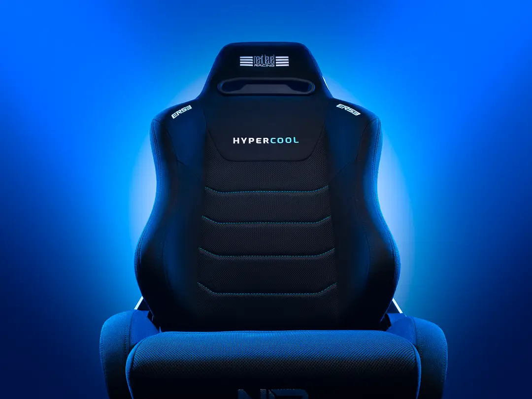 Next Level Racing ERS Hypercool Seat on a blue background