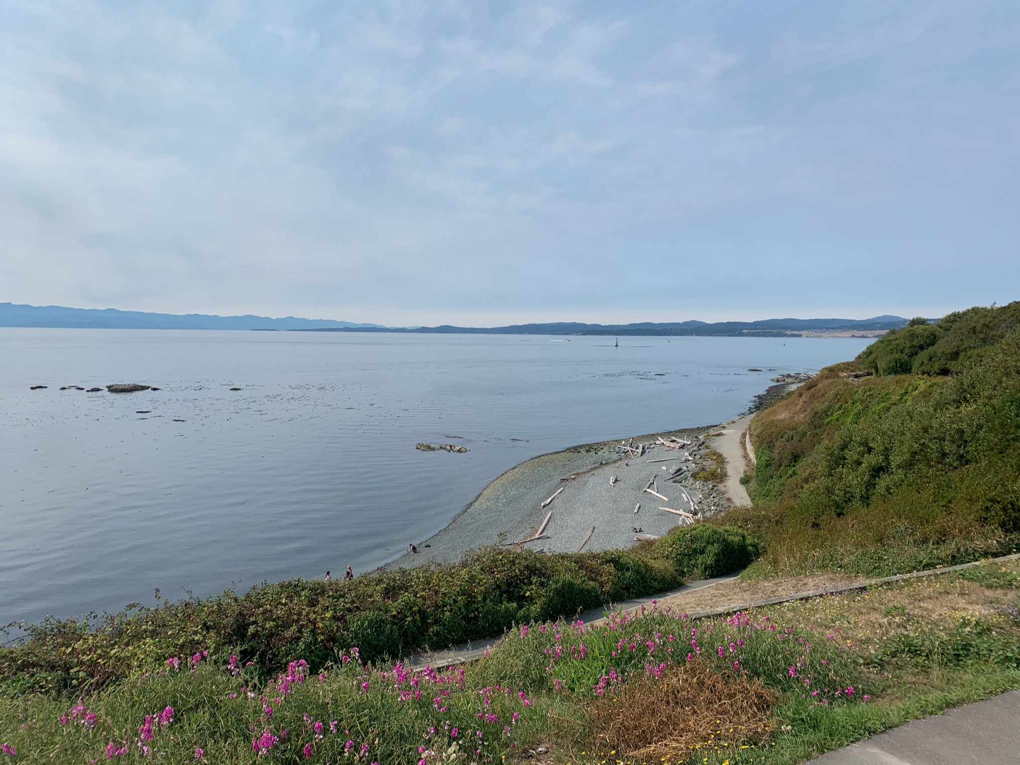 Viewing the beach at Holland Point Park from the top of the path