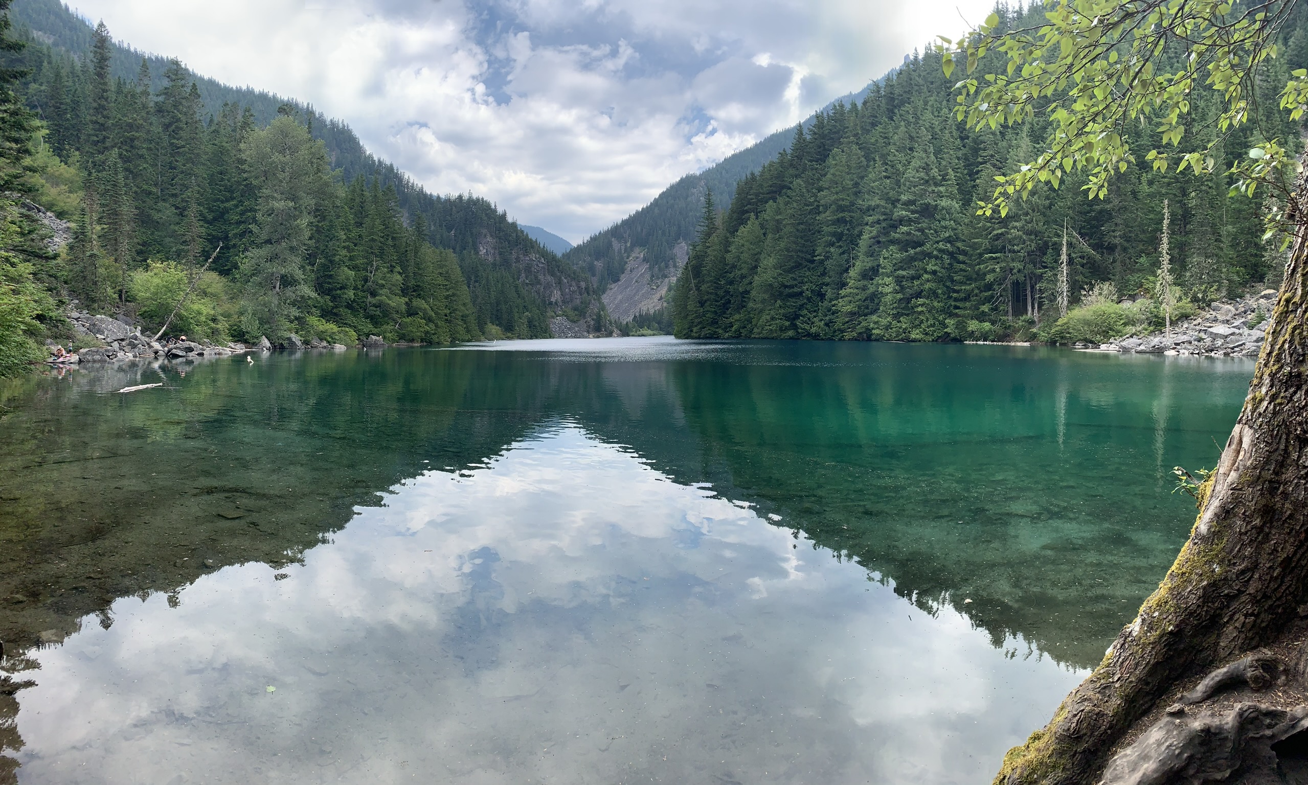 A shot of the beautiful Lindeman Lake at the end of a long hike