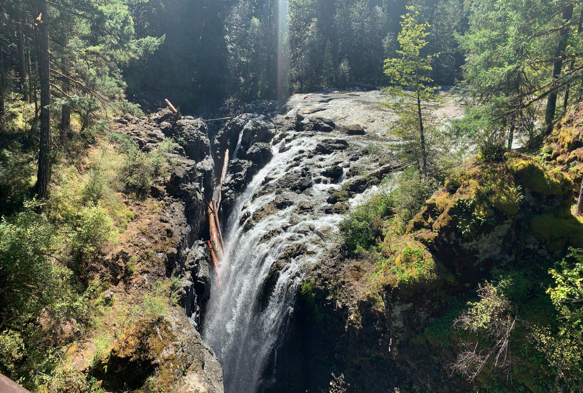A shot of Englishman River Falls (upper falls) from the suspension bridge