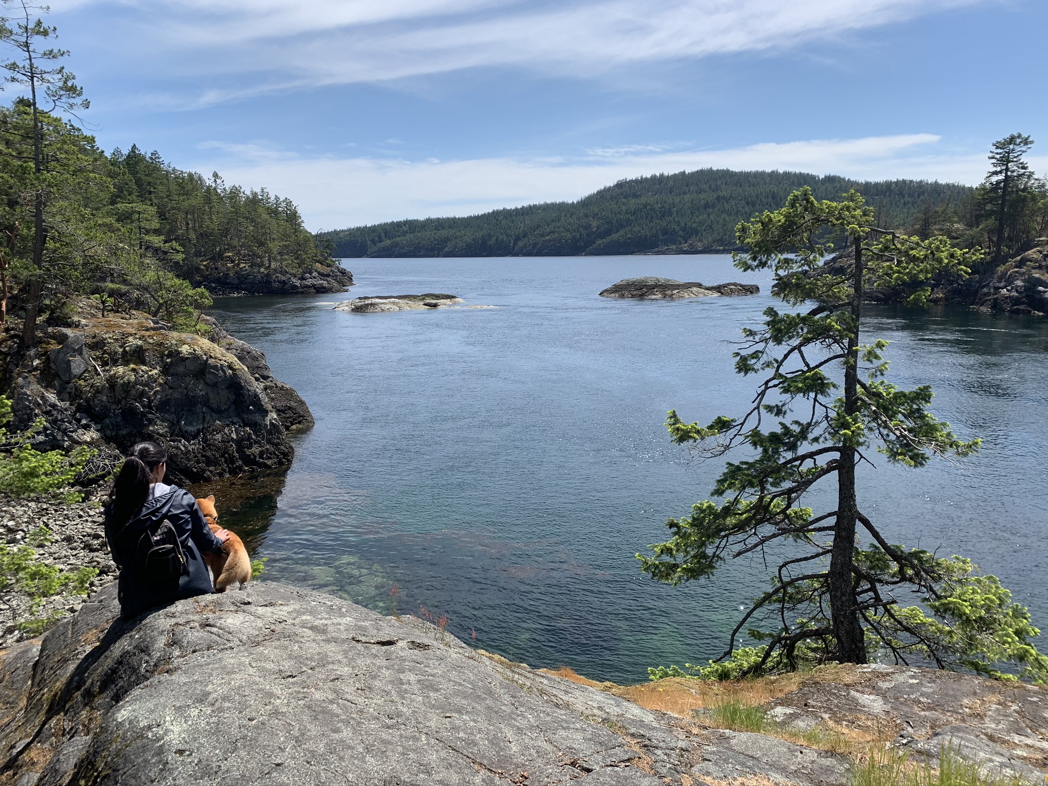 Markus taking the time to pause at the top of the the Smuggler Cove hike to enjoy the view