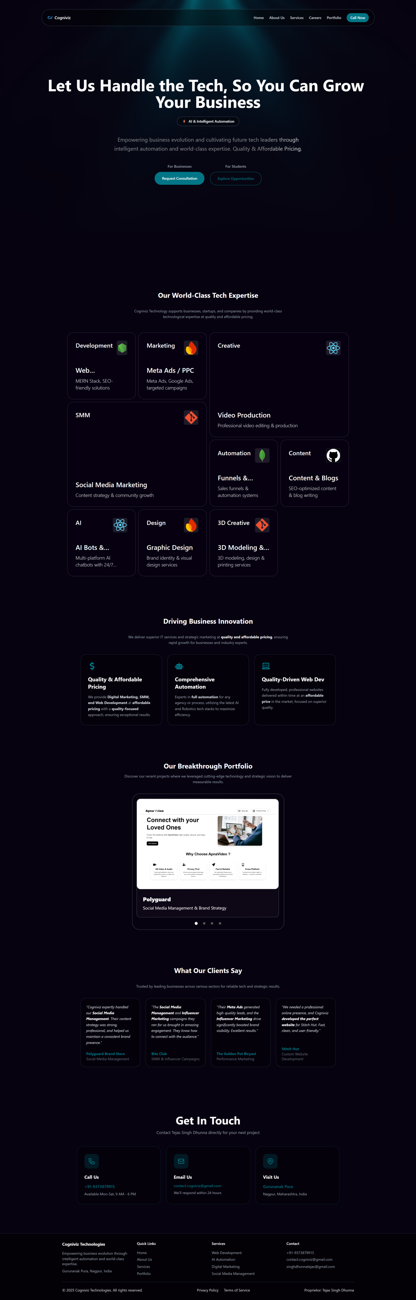 cogniviz website page
