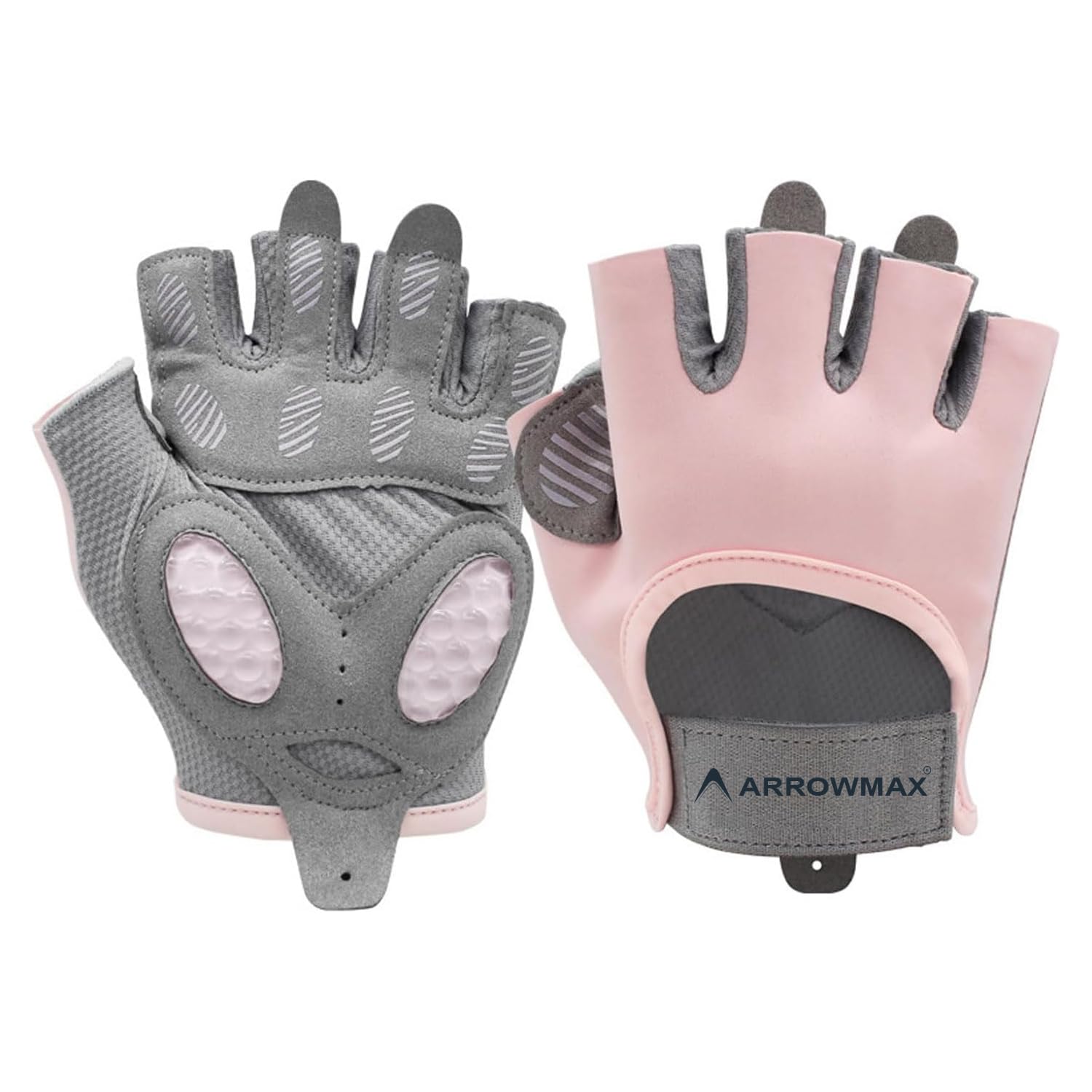 ArrowMax Women Gym Gloves with Wrist Support – Breathable Padded Weight Lifting & Workout Hand Gloves | Anti-Slip Grip Half-Finger Gym Accessories & Essentials for Women