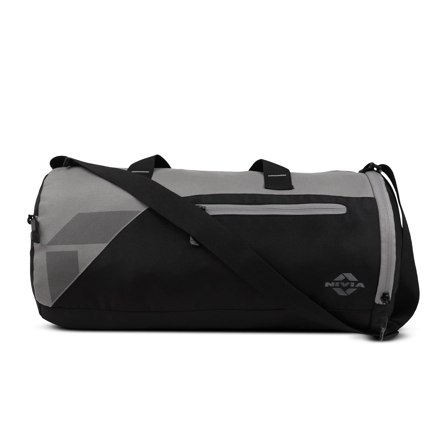 Nivia Fuse Gym Duffle Bag for Men and Women, 25L Lightweight Training and Travel Bag with Shoe Compartment, Quick Access Pockets, and Adjustable Strap, Designed for Athletes, Travel (Black/Grey)