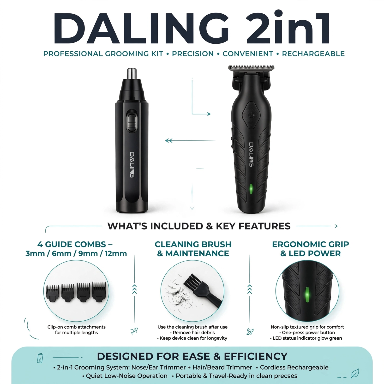 مجموعة الحلاقة الاحترافية 2 في 1 DALING DL-1512 — 2