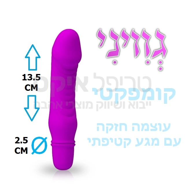 ויברטור עוצמתי חדש בעיצוב פניס שייפ קומפקטי עם חברבורות. 7 מקצבי רטט שונים ועוד 3 מהירויות, הפעלת טאצ' קלה ונוחה, עובד על סוללת AAA. מוצר מוגן מים. בלעדי בטריפל איקס - שנה אחריות.