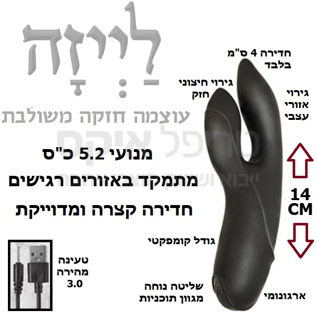 לייזה מאסל - מכשיר מהפכני המתמקד אך באיזורים עתירי רגישות לגירוי עצבי. אינו חודר עמוק אלא פועל ב4 סנטימטרים הראשונים של הנרתיק, בתוספת גירוי חיצוני חזק מאוד לדגדגן. מנועי 5.2 עם טעינת USB מהירה מהדור החדש. אחיזה נוחה. גודל המכשיר קומפקטי - רק 14 ס"מ מקצה לקצה. גוץ שרירי במיוחד!