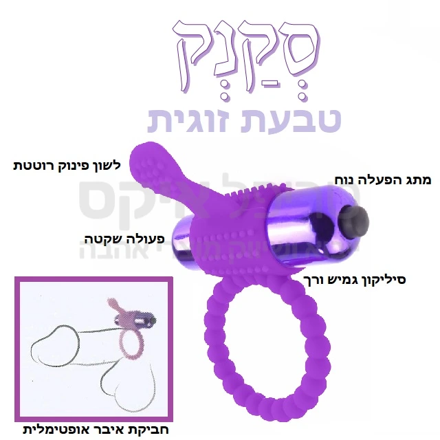 סקנק טבעת סיליקונית לזוג - כוללת לשון רוטטת לגירוי דגדגני.. 100% סיליקון בדרגה רפואית. מוגן מים ורטט שקט במיוחד..