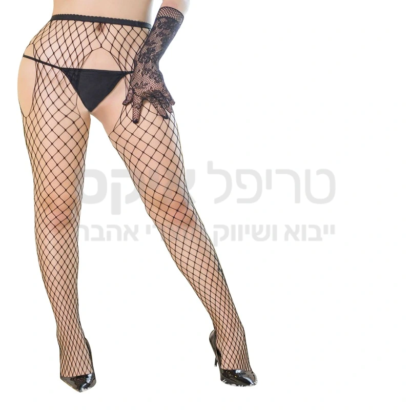 גרביון רשת צרפתי משובח עם פתח באזור המפשעה - יבוא מפריז