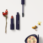 Dr. Hauschka naturlig hudpleie: volummascara, leppestift og mosaikkpudder, nype