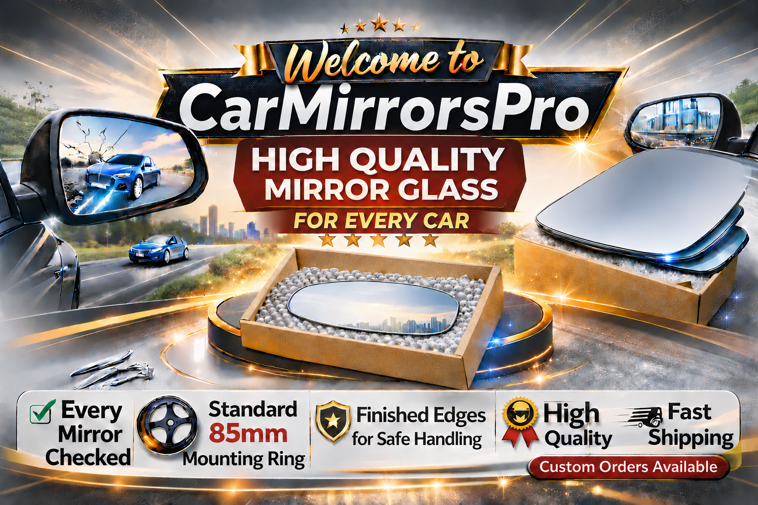 Replacement side mirror glass for every car high quality fit Benepits wing mirror glass