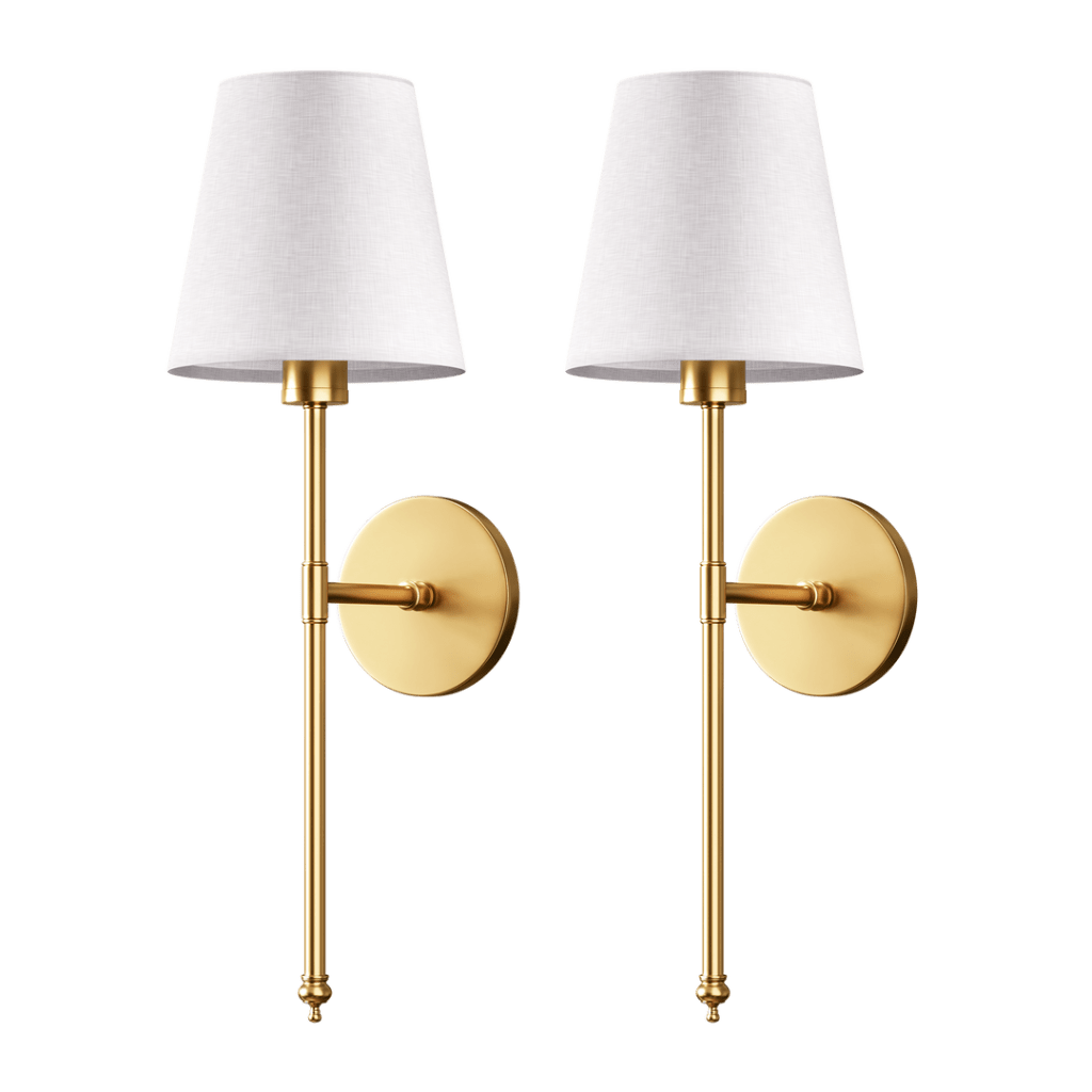 Wireless wall sconces in gold