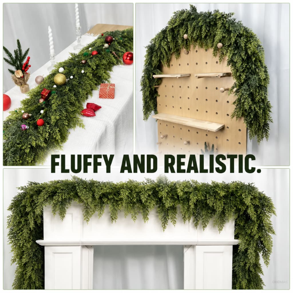 Nooka cedar garland photographed in detail