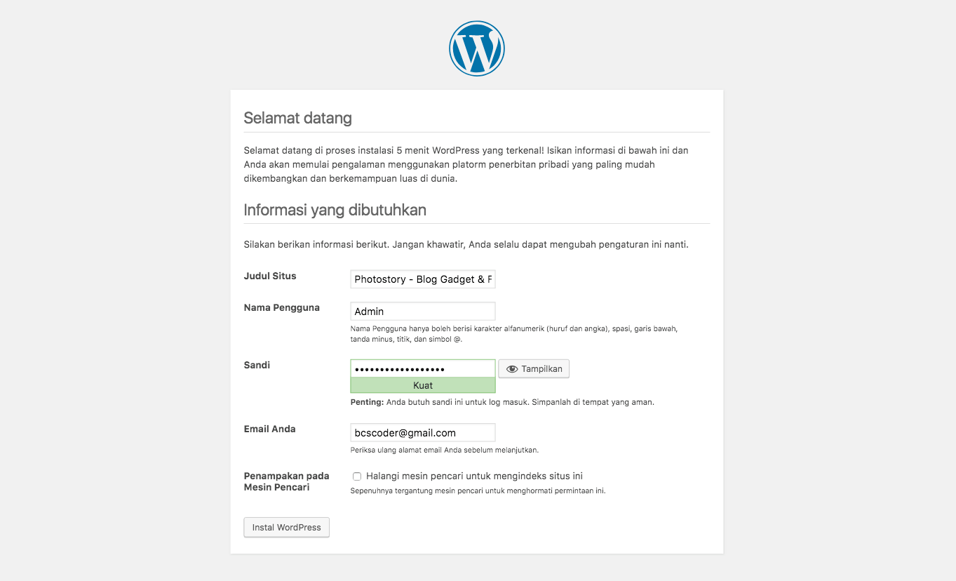 Install Wordpress di localhost