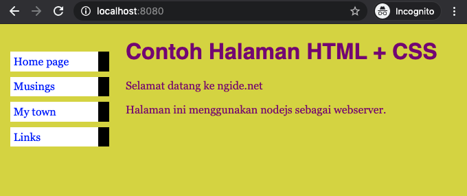 Membuat Web HTML + CSS NodeJs