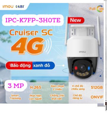 Camera 4G imou ngoài trời Xoay 360 SÀI SIM 4G-3MP IPC-K7FP-3H0TE