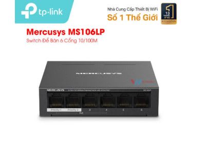 Switch Để Bàn POE 4 Cổng 10/100M Mercusys MS106LP