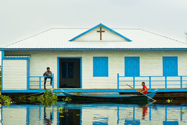 Aqua湄公河的密集湄公河上游远征第六天,漂浮的房子
