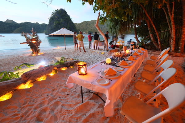 Lamima's 11-Day Greater Raja Ampat - Day Two - Dinner Set Up on Beach