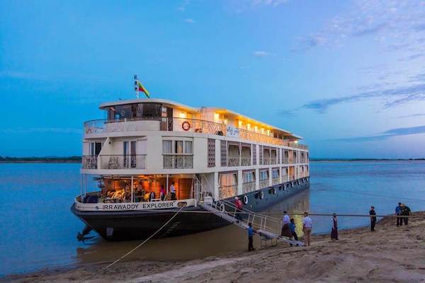 Irrawaddy Explorer's 6-Day The Royal Capitals Upriver - Day One - Irrawaddy Explorer Anchoring
