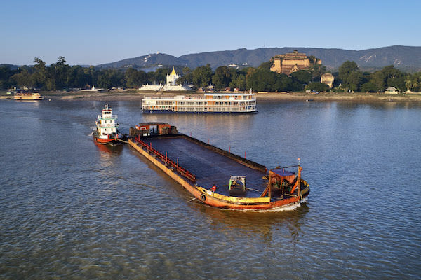 Paukan Princess' 11-Day Burmese Days Downriver - Day Two - An Empty Ferry along Chindwin River