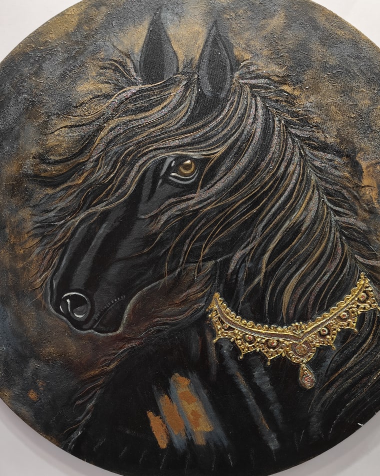 Regal rider — original painting by Monika Shukla