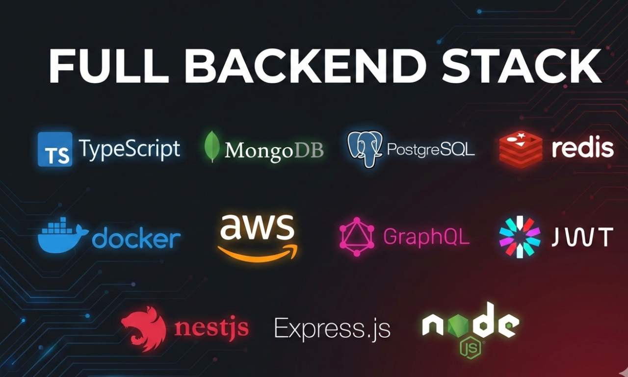 Full Backend Stack: TypeScript, MongoDB, PostgreSQL, Redis, Docker, AWS, JWT