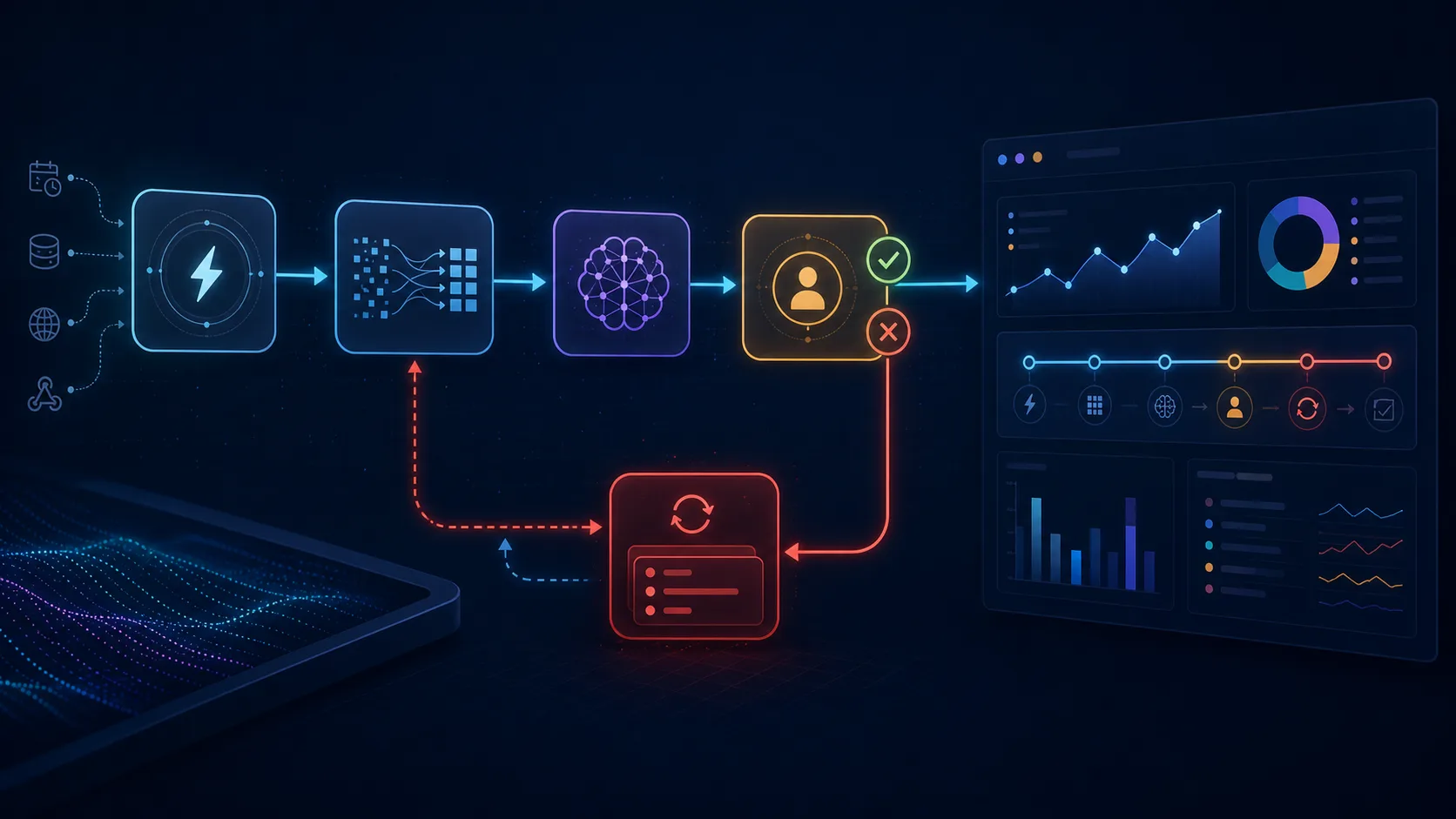 Production workflow with retries, approval gates, queues, and monitoring instead of a silent failure