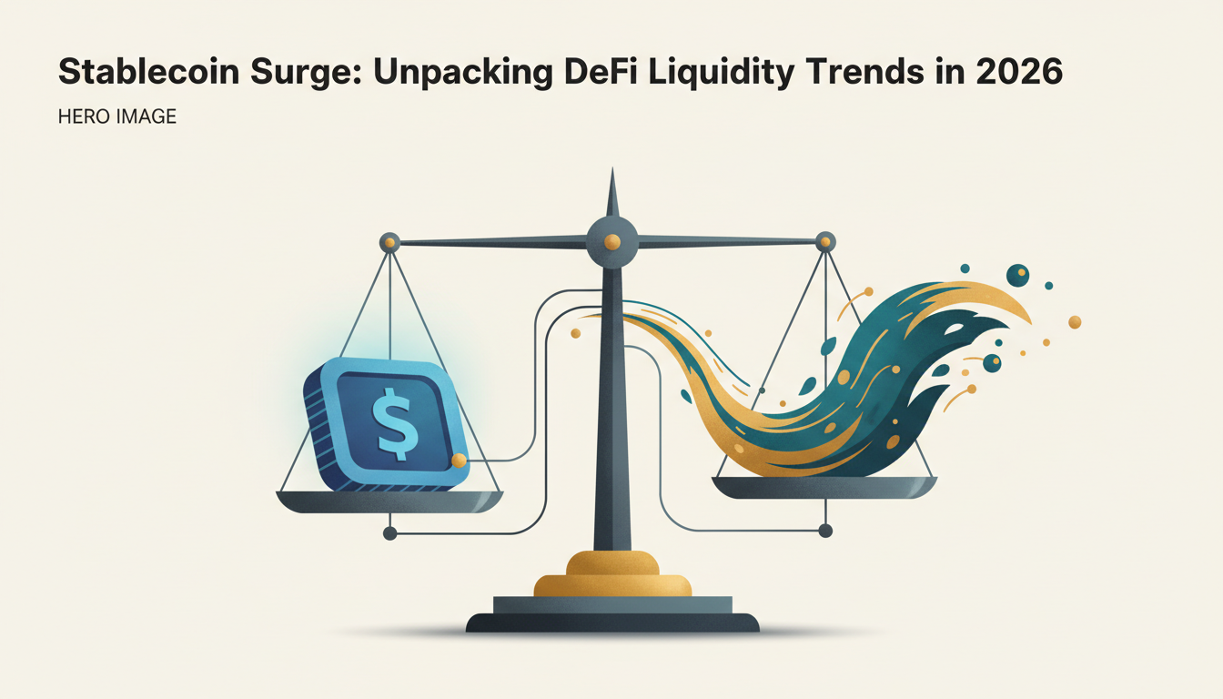 Hero illustration for article: Stablecoin Surge: Unpacking DeFi Liquidity Trends in 2026