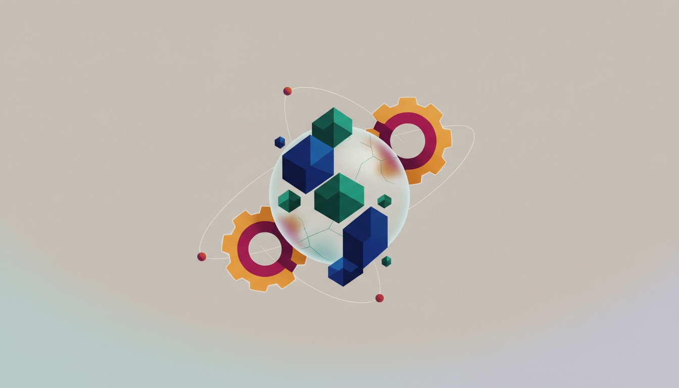 Hero: A digital illustration of a decentralized voting process with Ethereum tokens and a governance interface