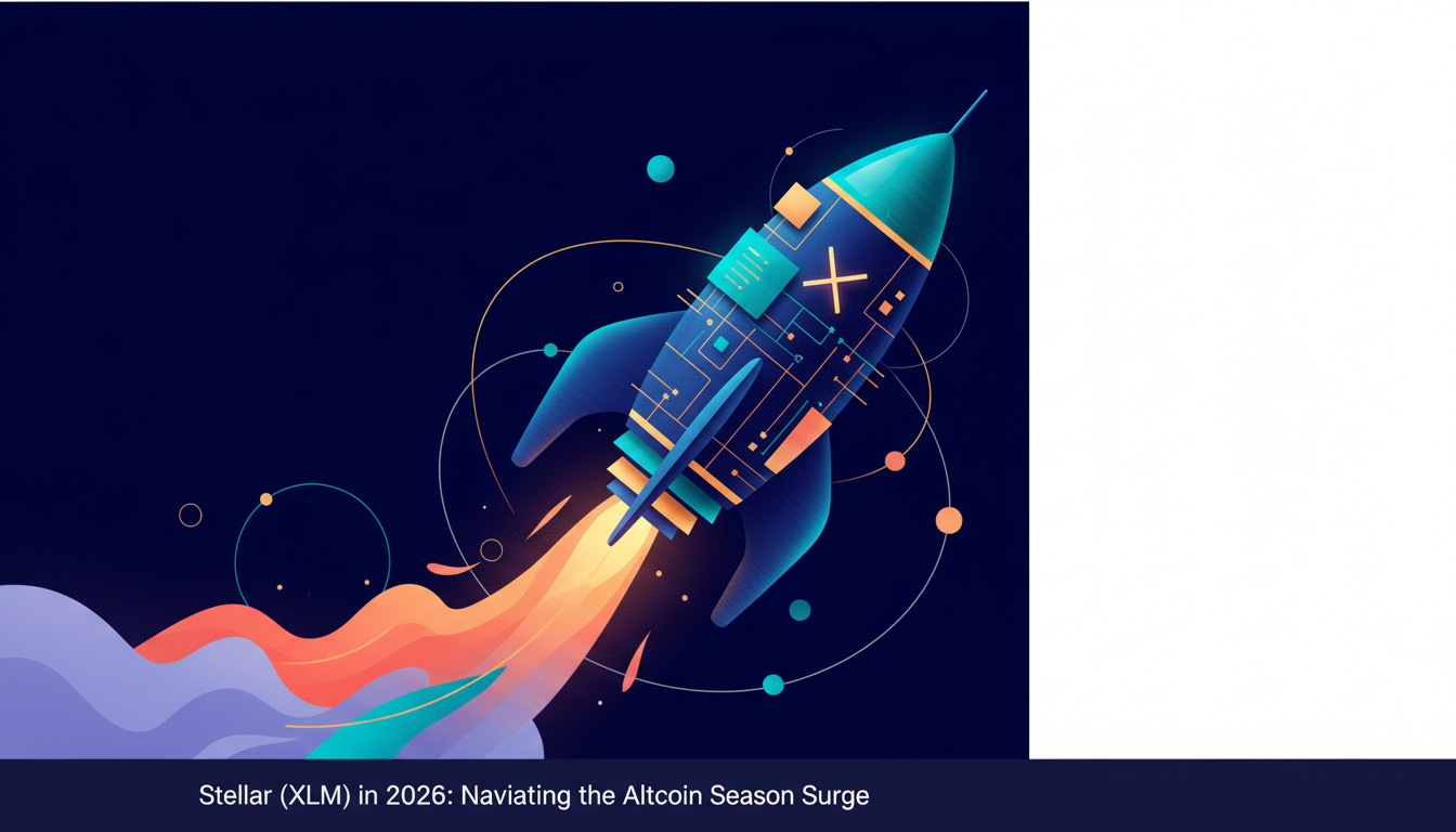 Hero: A futuristic digital landscape with Stellar's XLM logo glowing amidst a surge of altcoin charts and data streams