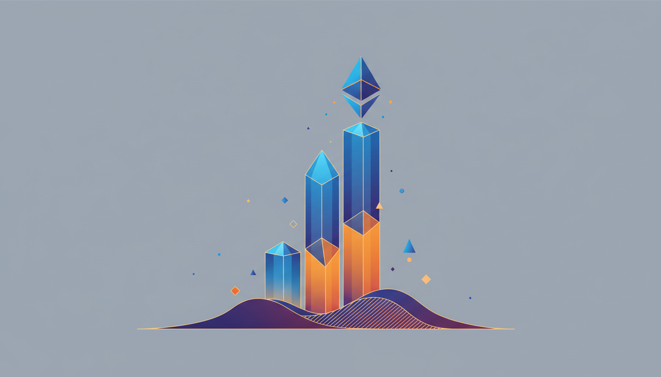 Hero: A vibrant digital marketplace showcasing Ethereum NFT collections like CryptoPunks and Bored Ape Yacht Club with rising price charts in the background