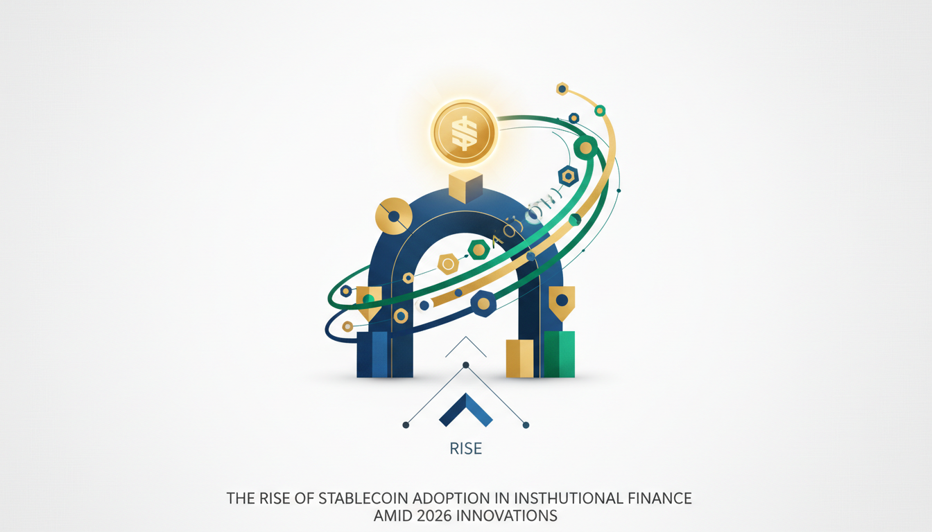 Hero: A futuristic financial landscape with digital coins and blockchain networks connecting global institutions