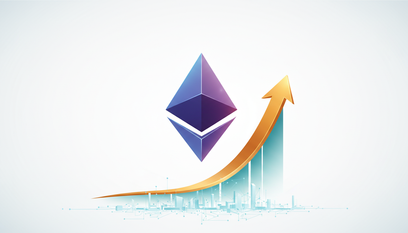 Hero: A futuristic digital landscape of Ethereum's blockchain with glowing nodes and data streams, symbolizing the Pectra upgrade and DeFi market dynamics