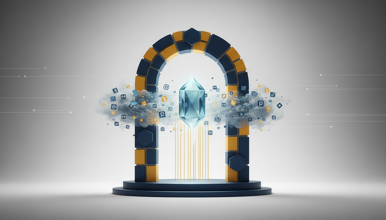 Hero: A futuristic courtroom with digital asset symbols on screens, lawmakers debating, and a glowing gavel representing new crypto regulations