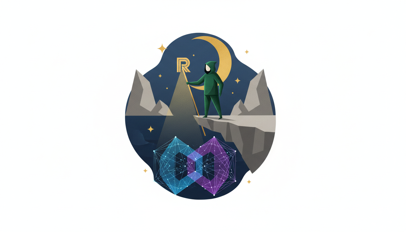 Hero: A dynamic scene of a digital financial landscape with Robinhood's logo and blockchain elements symbolizing crypto regulation