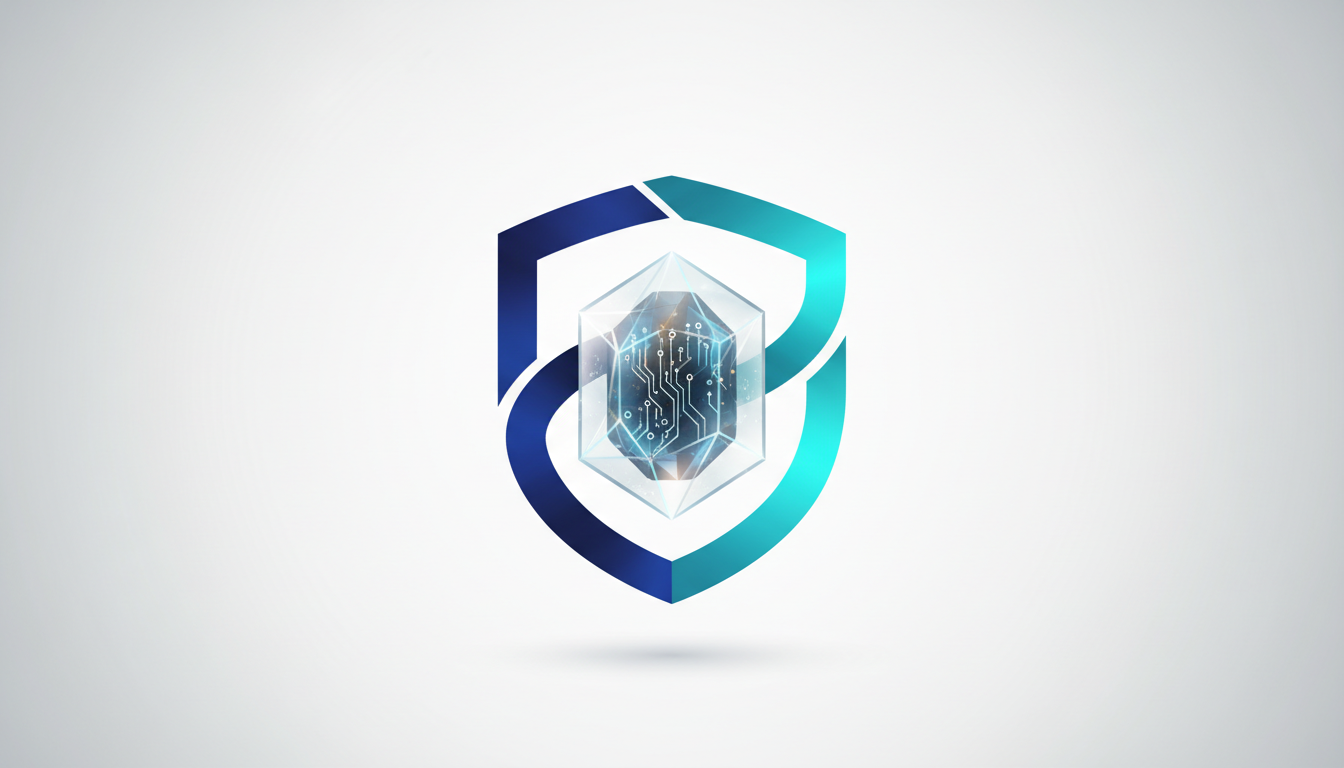 Hero: A secure digital vault with blockchain nodes and AI data streams protected by hardware attestation layers in a futuristic crypto environment