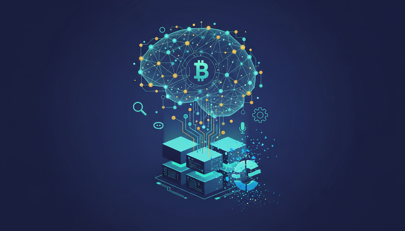 Hero: A digital scene showing Microsoft headquarters fading into the background while glowing blockchain nodes labeled Bittensor, Render, and FET rise in the foreground amid swirling token cost charts