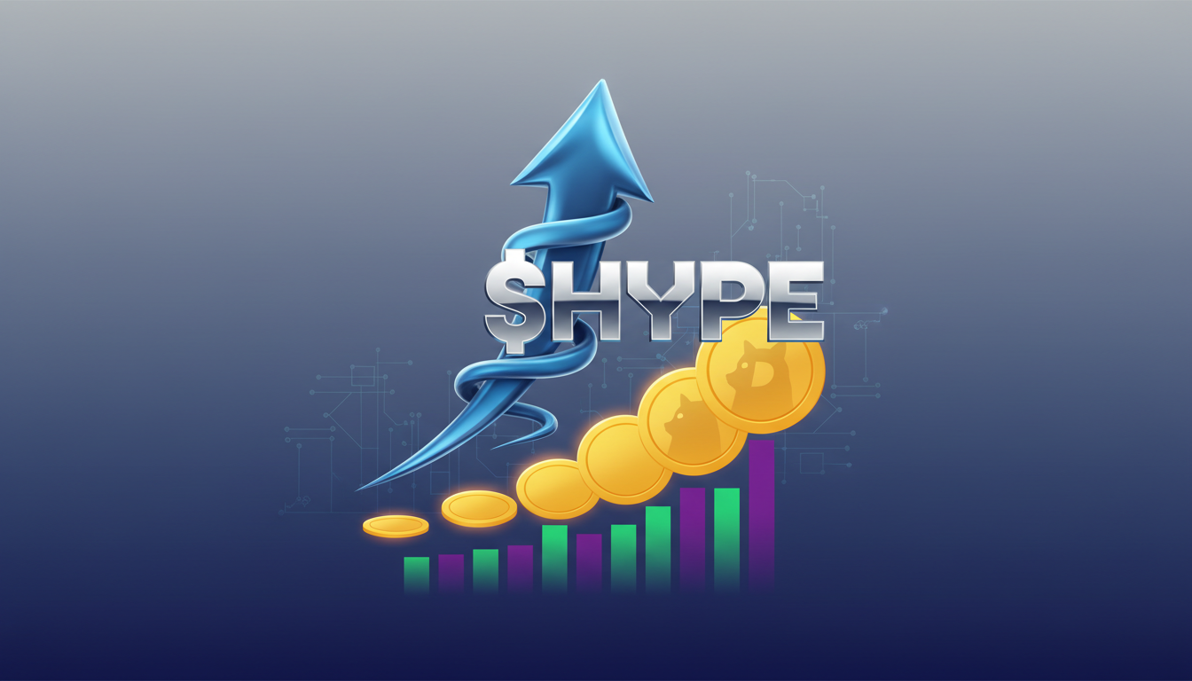 Hero: A stylized chart showing Hyperliquid HYPE token overtaking Dogecoin in market rankings during a vibrant 2026 crypto surge, with upward arrows and meme coin icons