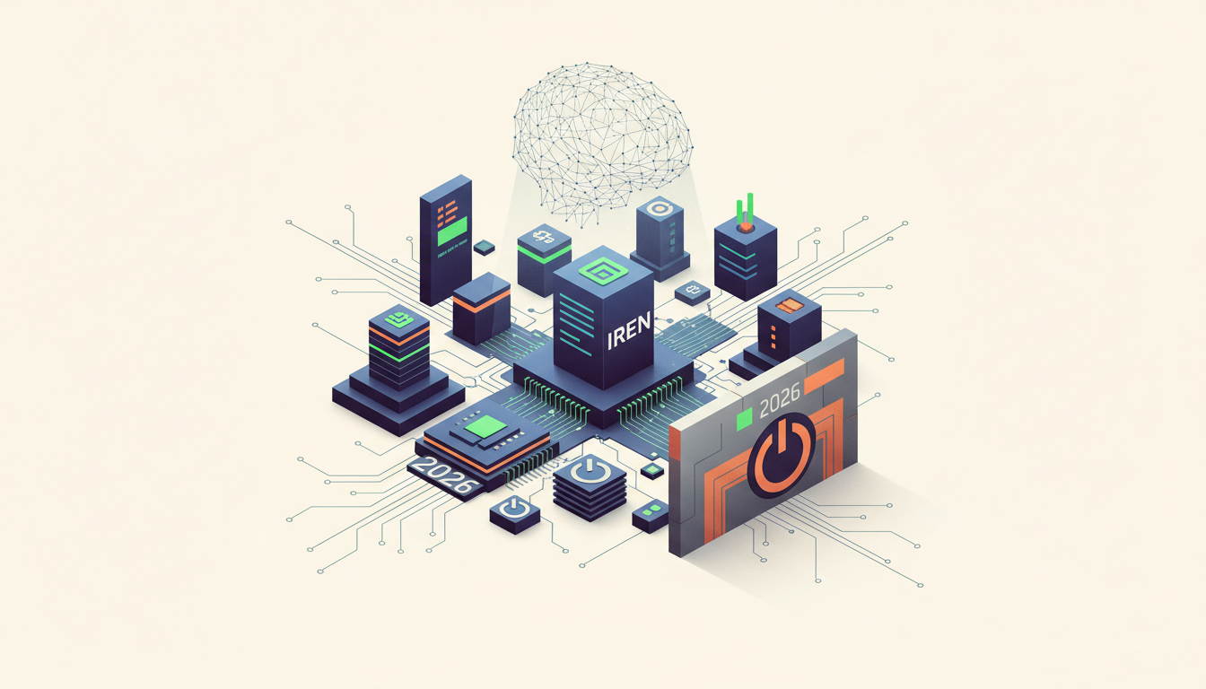 Hero: Texas data center facility transitioning from Bitcoin mining rigs to Nvidia Blackwell AI servers with power infrastructure visible