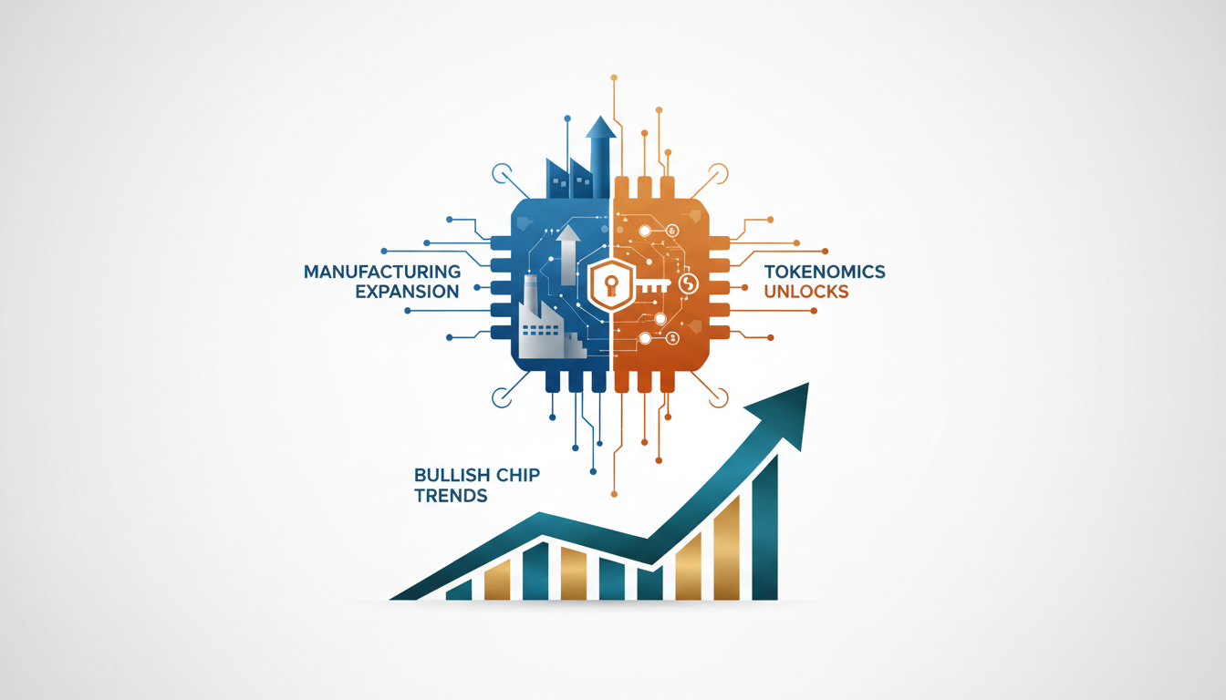 Hero illustration for article: AMD Manufacturing Expansion Meets Tokenomics Unlocks Amid Bullish Chip Trends