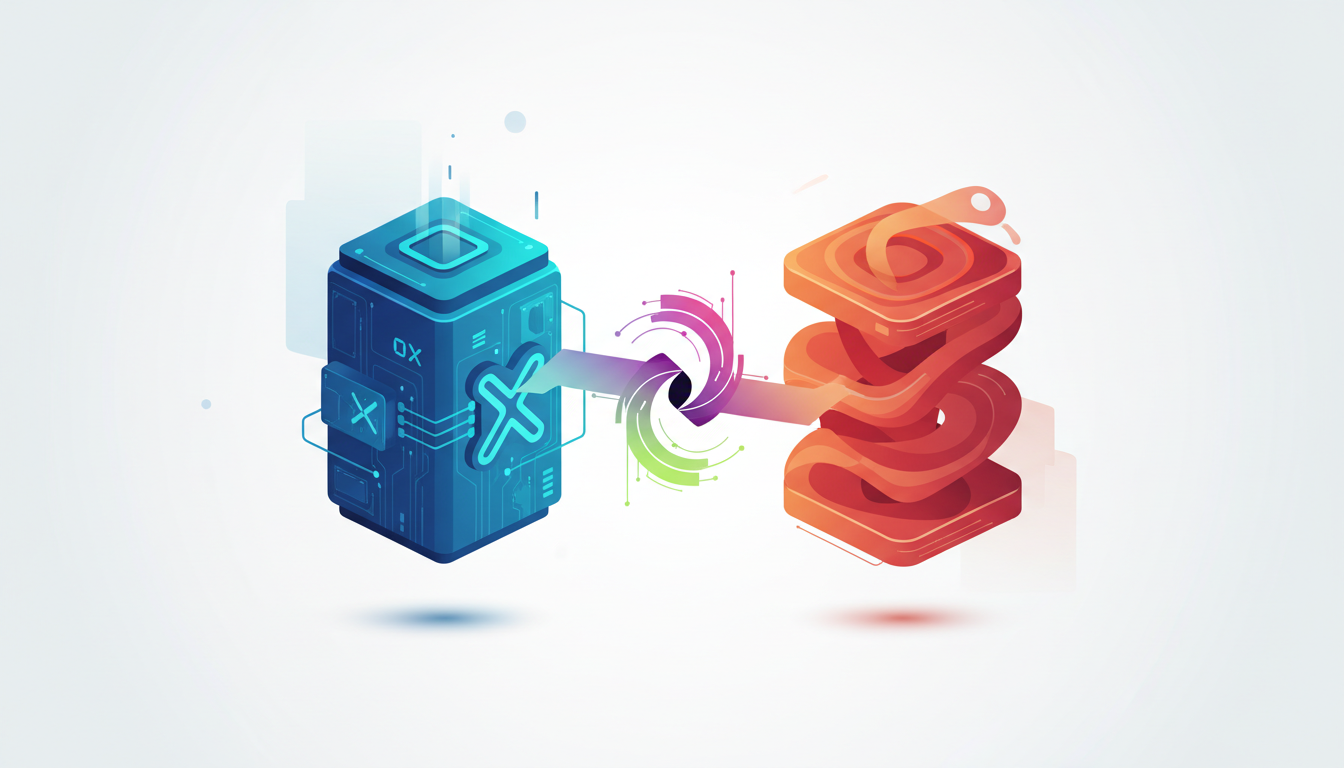 Hero: A futuristic digital illustration of a blockchain layer with trading interfaces deploying on multiple nodes