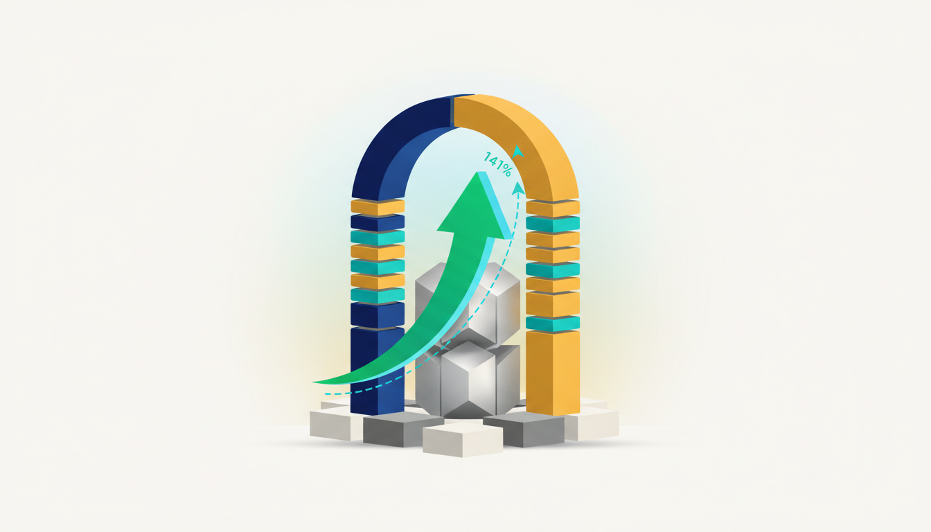 Hero: A digital dashboard showing climbing DeFi TVL bars alongside tokenized stock icons and blockchain network flows