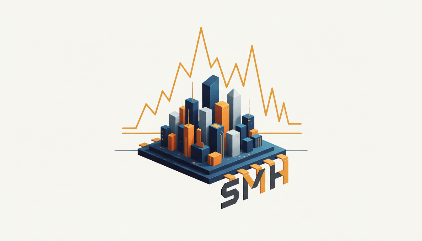 Hero: A stock market trading floor with digital overlays of semiconductor chips and AI server racks connected to hyperscale data centers