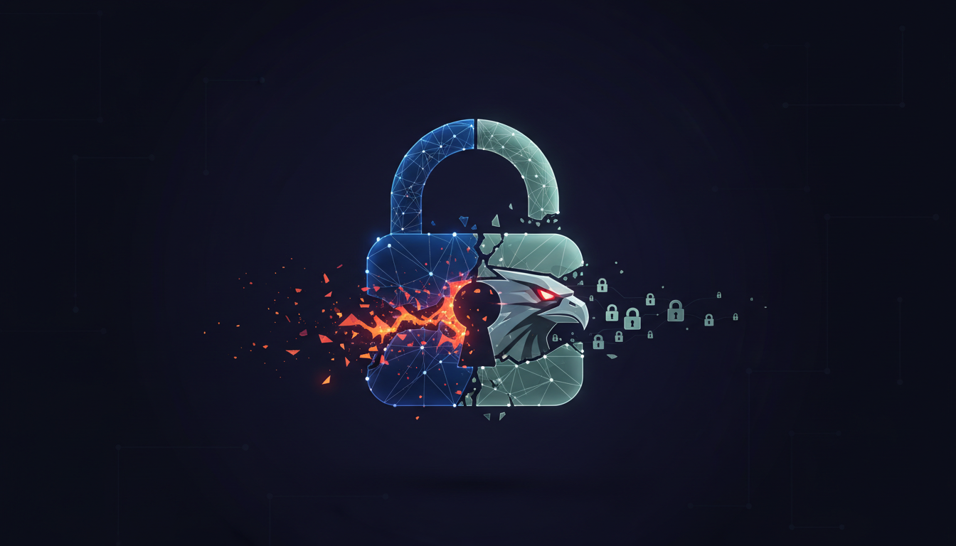 Hero: A digital illustration of a dark hacker interface overlaying a blockchain network with glowing unverified smart contract code exposed to attack vectors and data leaks